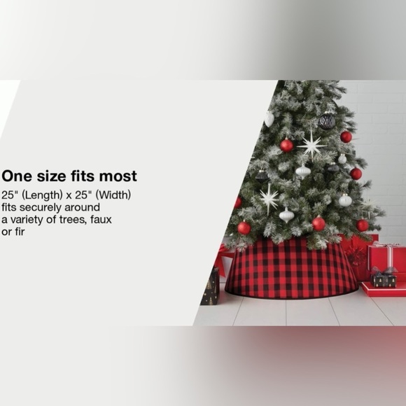 NWT 25" Roll-Up Buffalo Check Fabric Christmas Tree Collar Red/Black Wondershop - Picture 6 of 8